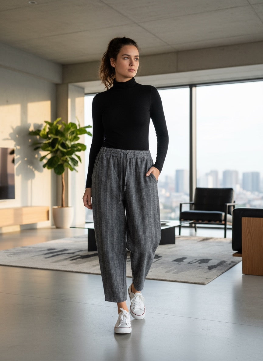 Relaxed Linin-Feel Cotton Pants