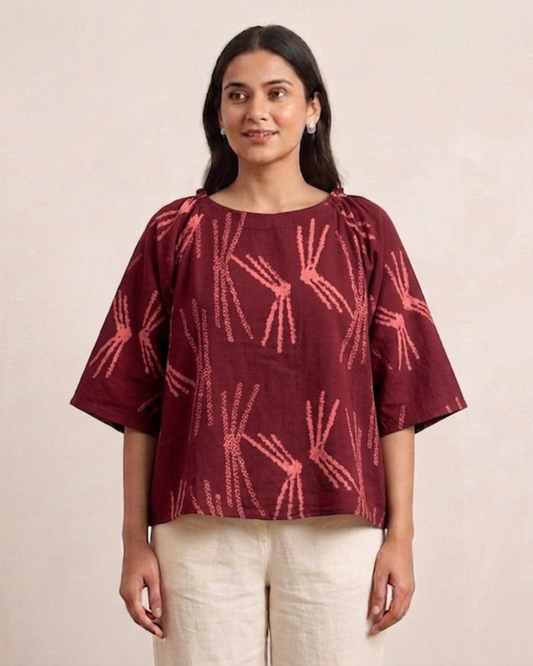 The Gracia Freesize Cotton Top for Women | Minimalist Blouse | Breathable Casual Luxury