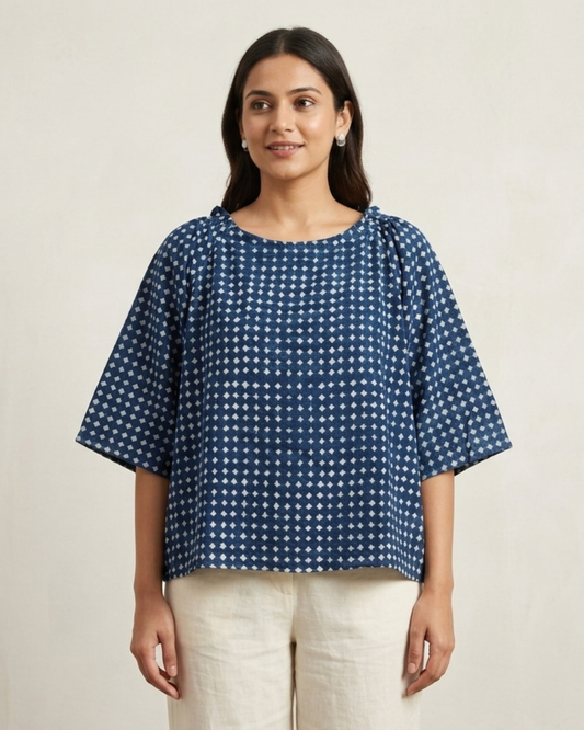 The Gracia Freesize Cotton Top for Women | Minimalist Blouse | Breathable Casual Luxury