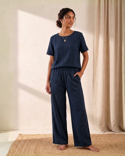 The Amber Cotton Co-ord Set for Women | Relaxed Lounge & Travel Set | Understated Cozy Luxury