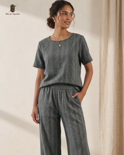 The Amber Cotton Co-ord Set for Women | Relaxed Lounge & Travel Set | Understated Cozy Luxury