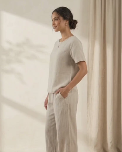 The Amber Cotton Co-ord Set for Women | Relaxed Lounge & Travel Set | Understated Cozy Luxury